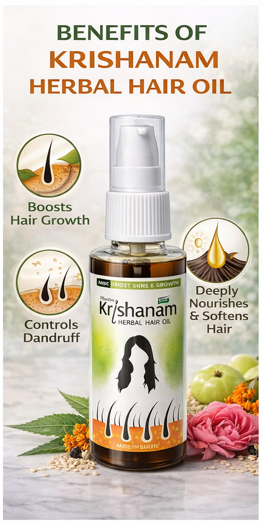 🌿 Krishanam Herbal Hair Oil – Boost Shine & Growth Naturally