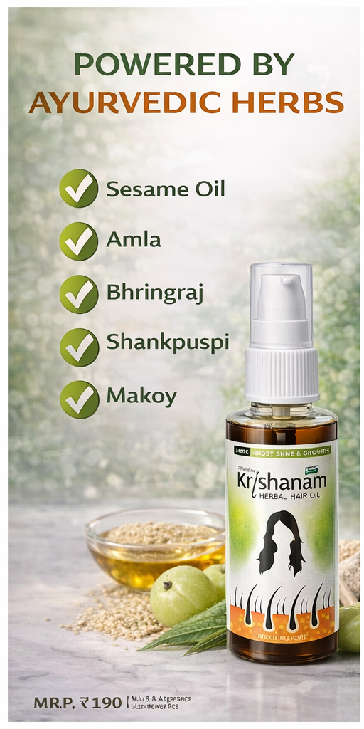 🌿 Krishanam Herbal Hair Oil – Boost Shine & Growth Naturally