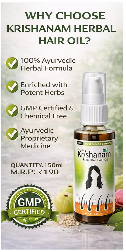 🌿 Krishanam Herbal Hair Oil – Boost Shine & Growth Naturally